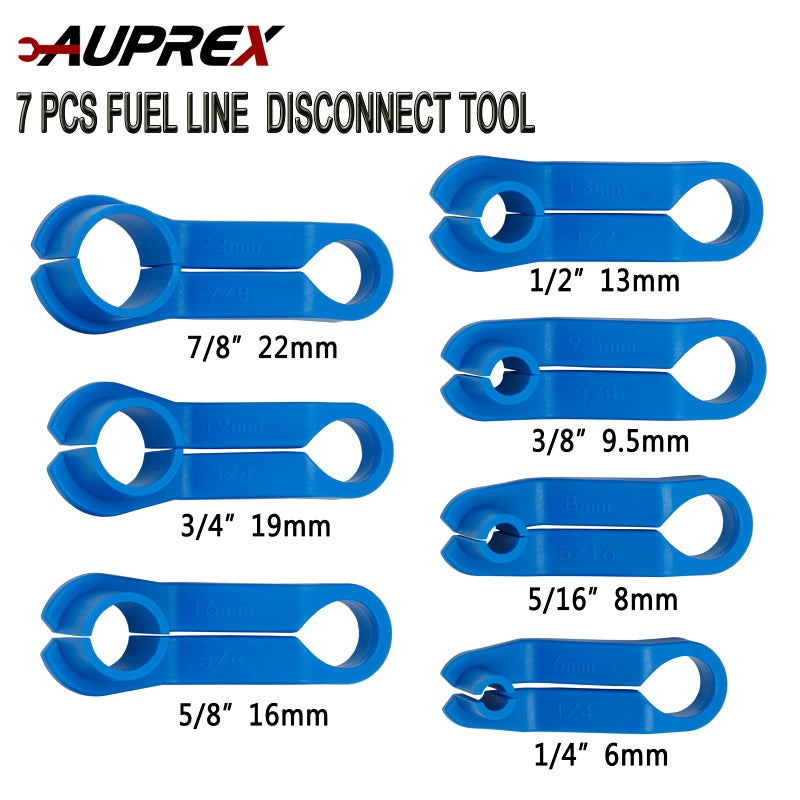 AUPREX 7PCS AC Fuel Line Disconnect Tool Set for Most Ford/GM/Chrysler/Mazda Includes 1/4 5/16 3/8 1/2 5/8 3/4 7/8 Inch Transmission Oil Cooler Line Quick Disconnect Kit Fuel Line Removal Tool - Image 2